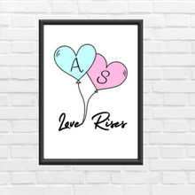 Load image into Gallery viewer, SET Of 3 Wall Art for Couple Heart Ballons &amp; Names
