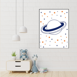 SET Of 3 Wall Art Nursery Outerspace Rocket & Astronaut