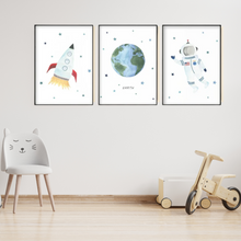 Load image into Gallery viewer, SET Of 3 Wall Art Nursery Outer Space For Kids
