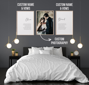 SET Of 3 Wall Art Customizable Wedding Vows Couple Decoration