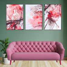 Load image into Gallery viewer, SET Of 3 Wall Art Pink Abstract Brush Strokes &amp; Lines
