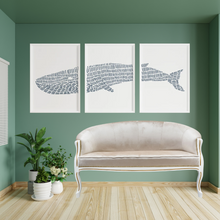 Load image into Gallery viewer, SET Of 3 Wall Art Modern Blue Whale - Ocean and Coastal
