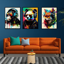 Load image into Gallery viewer, SET Of 3 Wall Art Gaming Animals Graffiti Style For Men
