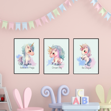 Load image into Gallery viewer, SET Of 3 Wall Art Nursery Cute Unicorn
