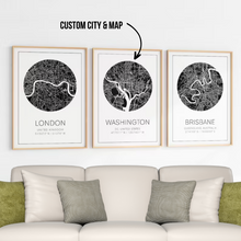 Load image into Gallery viewer, SET Of 3 Wall Art Customizable Cities Circle Maps
