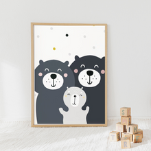 Load image into Gallery viewer, SET Of 3 Wall Art Panda Couple &amp; Moon and Mountains
