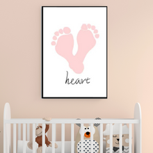 Load image into Gallery viewer, SET Of 3 Wall Art Nursery Hands and Feet Prints Black &amp; Pink
