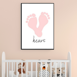 SET Of 3 Wall Art Nursery Hands and Feet Prints Black & Pink