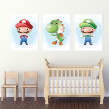 Load image into Gallery viewer, SET Of 3 Wall Art Nursery Baby Mario Bros Prints
