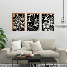 Load image into Gallery viewer, SET Of 3 Wall Art, Black &amp; White Flower Graphic Botanical
