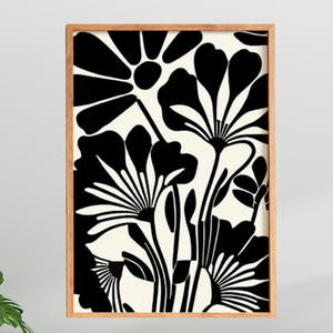 SET Of 3 Wall Art, Black & White Flower Graphic Botanical