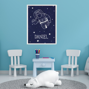 SET Of 3 Wall Art Nursery Space & Astronaut Customizable