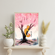 Load image into Gallery viewer, SET Of 3 Nursery Wall Art Japanese Sakura Tree with Sleeping Dragon
