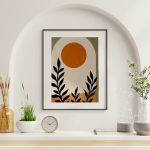 SET Of 3 Wall Art Bohemian Sun & Ferns - Botanical