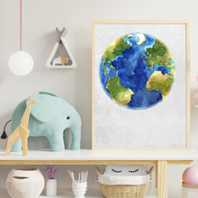 Load image into Gallery viewer, SET Of 3 Wall Art Nursery Earth &amp; Astronaut
