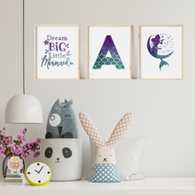 Load image into Gallery viewer, SET Of 3 Wall Art Nursery Mermaid &amp; Joy Quote
