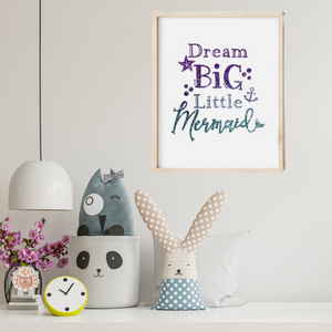 SET Of 3 Wall Art Nursery Mermaid & Joy Quote