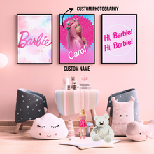 Load image into Gallery viewer, SET Of 3 Wall Art Customizable Name &amp; Photography Barbie Style
