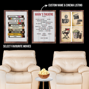 SET Of 3 Wall Art Customizable Favourite Movies & Vintage Cinema