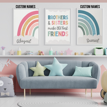 Load image into Gallery viewer, SET Of 3 Wall Art Customizable Nursery Siblings Brother &amp; Sister
