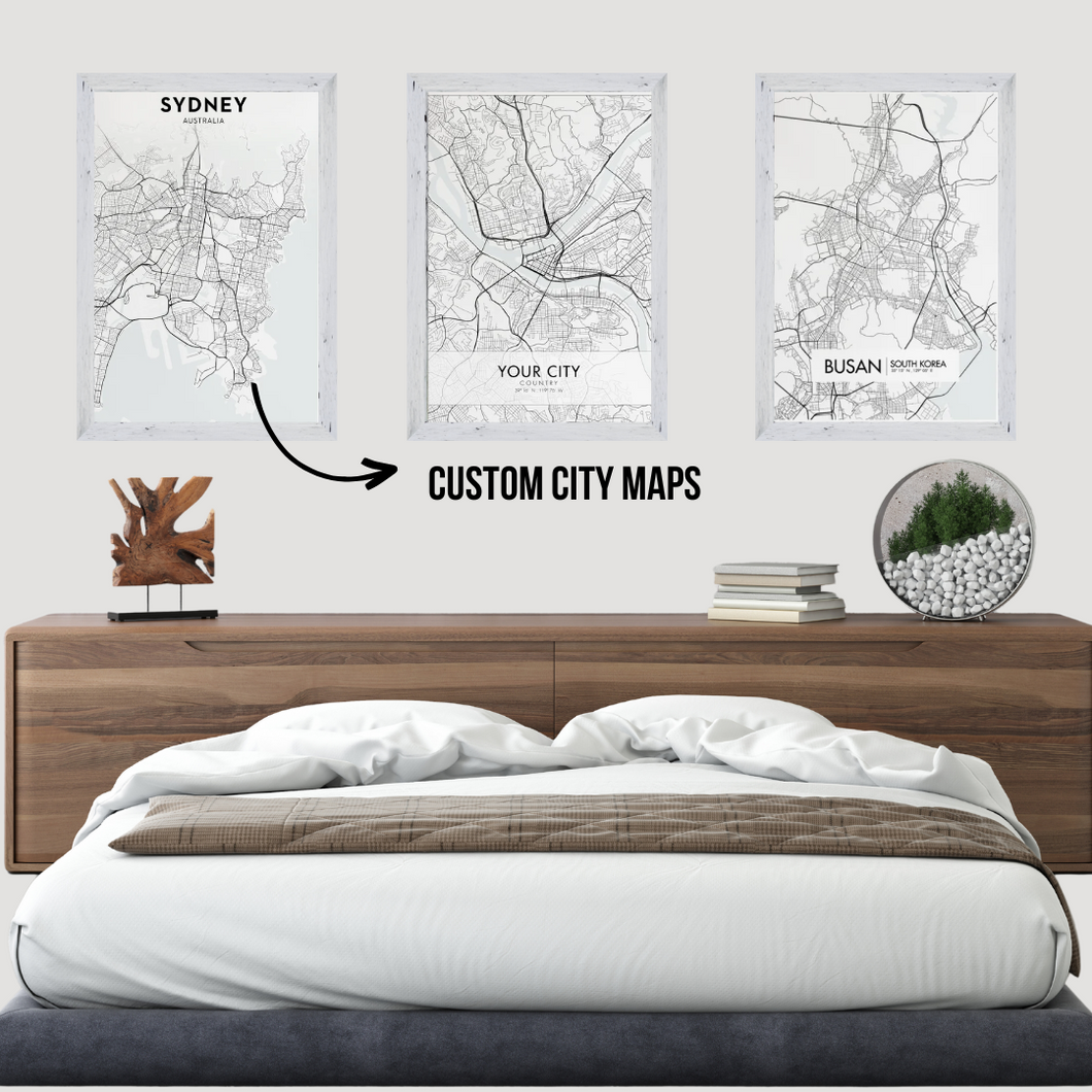 SET Of 3 Wall Art Customizable City Maps