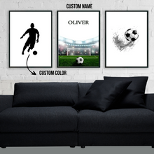 Load image into Gallery viewer, SET Of 3 Wall Art Customizable Name Soccer Player
