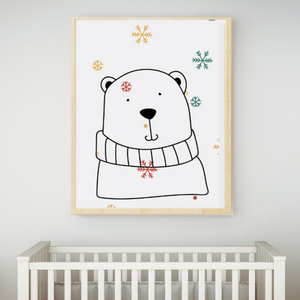 SET Of 3 Wall Art Nursery Cute Winter Animals