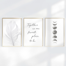 Load image into Gallery viewer, SET Of 3 Wall Art Boho Moon, Letters &amp; Feather
