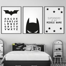 Load image into Gallery viewer, SET Of 3 Wall Art Nursery Batman for Kids
