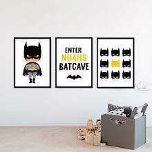 Load image into Gallery viewer, SET Of 3 Wall Art Nursery Batman for Kids
