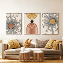 Load image into Gallery viewer, SET Of 3 Wall Art Abstract Sun &amp; Shapes
