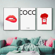 Load image into Gallery viewer, SET Of 3 Wall Art Girly &amp; Sexy Coco Channel Prints
