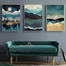 Load image into Gallery viewer, SET Of 3 Wall Art beach bohemian moon Landscape
