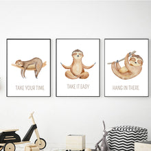 Load image into Gallery viewer, SET Of 3 Wall Art Nursery Cute Sloth
