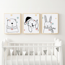 Load image into Gallery viewer, SET Of 3 Wall Art Nursery Cute Winter Animals
